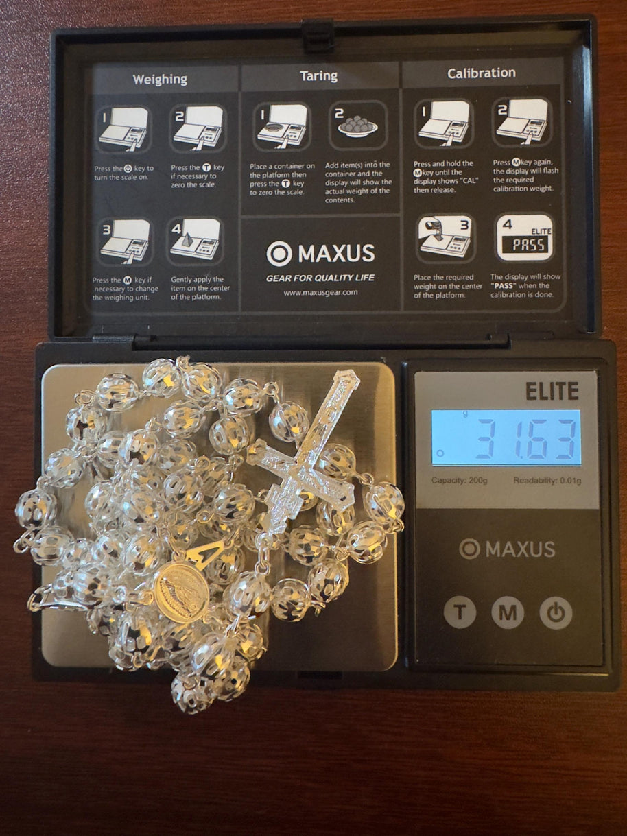 Hermoso rosario de plata esterlina 925 hecho a mano, regalo perfecto (21 pulgadas)