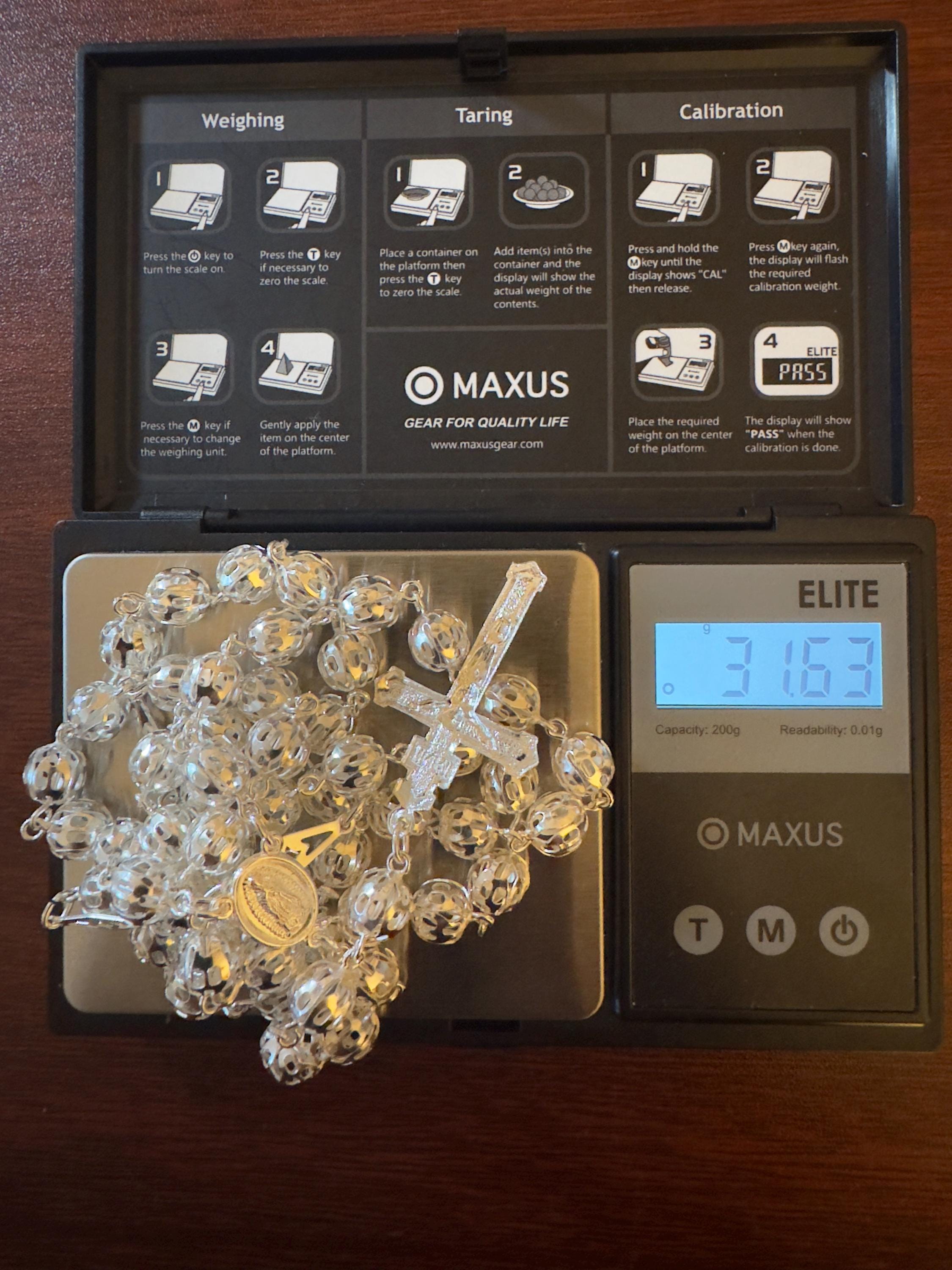 Hermoso rosario de plata esterlina 925 hecho a mano, regalo perfecto (21 pulgadas)