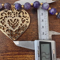 Handmade 14k gold-plated heart necklace from Mexico with natural stones