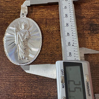 OVAL Saint Judas Patron Saint Pendant Saint Jude silver medallion necklace catholic jewelry christian jewelry 925 silver saint jude icon.