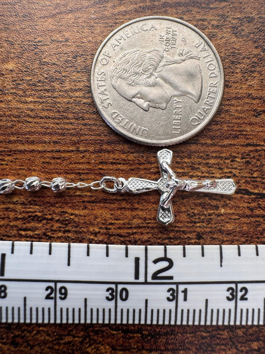 Beautiful Mini Sterling Silver 925 Handmade 12.5 inch Rosary Perfect Gift (solid beads)
