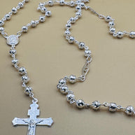 Beautiful Sterling Silver 925 Handmade 17 inch Rosary Perfect Gift (Perforated beads)