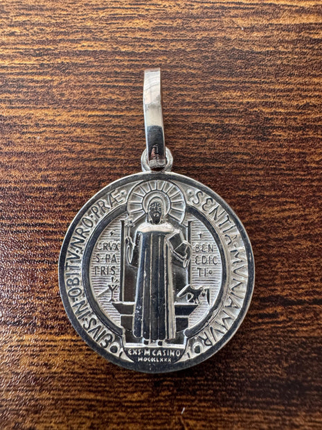 Medalla plata 925 San Benito tamaño MEDIANO
