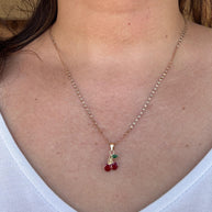 10k Solid Gold Cherry Jewelry Set – Necklace, Pendant &  Stud Earrings (3-piece Combo)