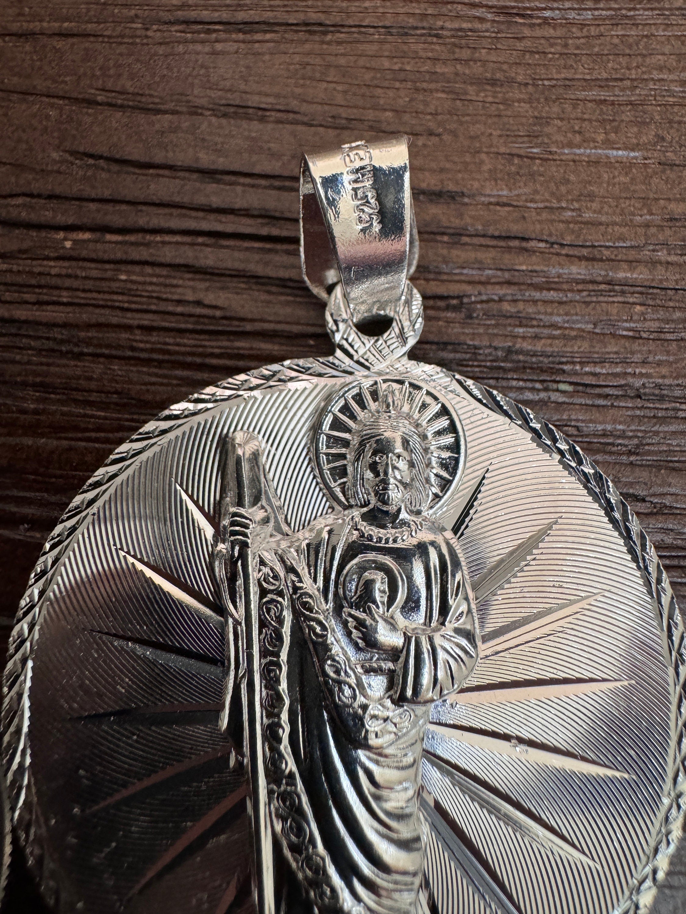 Saint Judas Patron Saint Pendant Saint Jude silver medallion necklace catholic jewelry christian jewelry 925 silver saint jude icon.