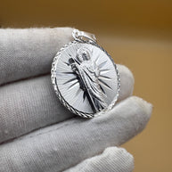 SMALL Saint Judas Patron Saint Pendant Saint Jude silver medallion necklace catholic jewelry christian jewelry 925 silver saint jude icon.