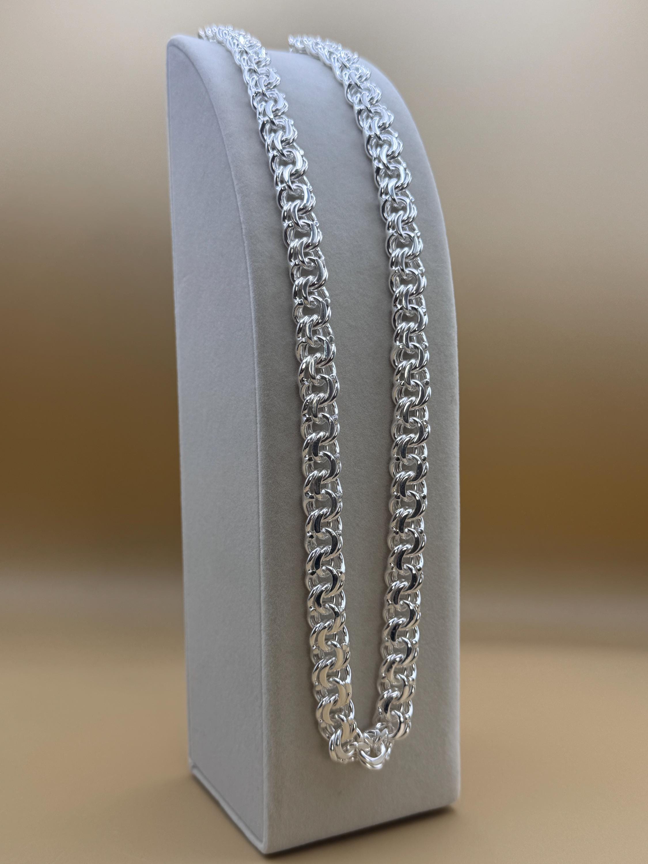 Heavy Handmade 925 Sterling Silver Byzantine Chain / Imponente Cadena Tejido Chino Plata 925