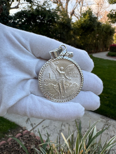 Colgante Centenario para hombre en plata 925, diseño del símbolo de la libertad