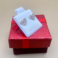 14K Gold CZ Heart Earrings – Pavé Style Cubic Zirconia, Dainty Studs, Diamond Look