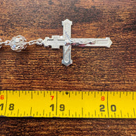 Sterling Silver Rosary Necklace 21” Hollow Filigree Beads Catholic Cross Rosario Plata 925