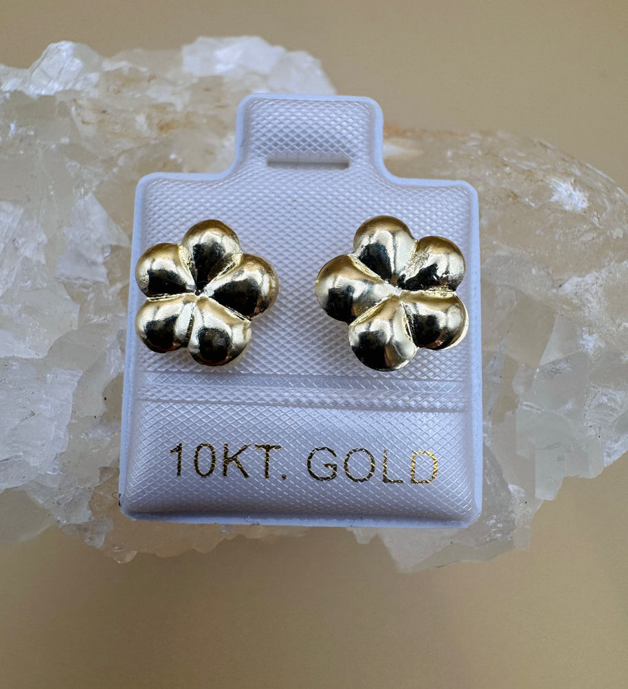 10K Gold Flower Stud Earrings | Dainty Floral| Small Gold