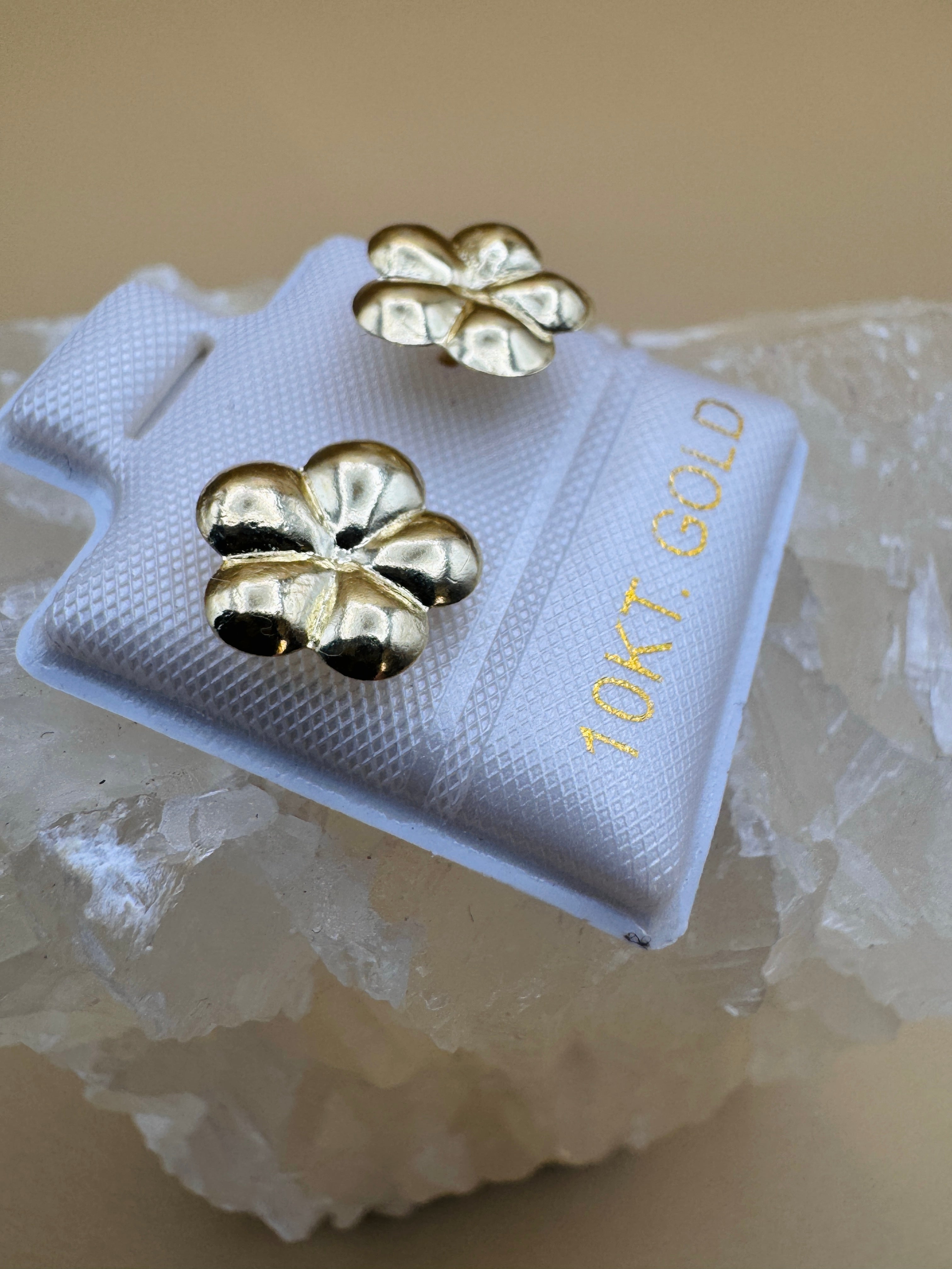 10K Gold Flower Stud Earrings | Dainty Floral| Small Gold