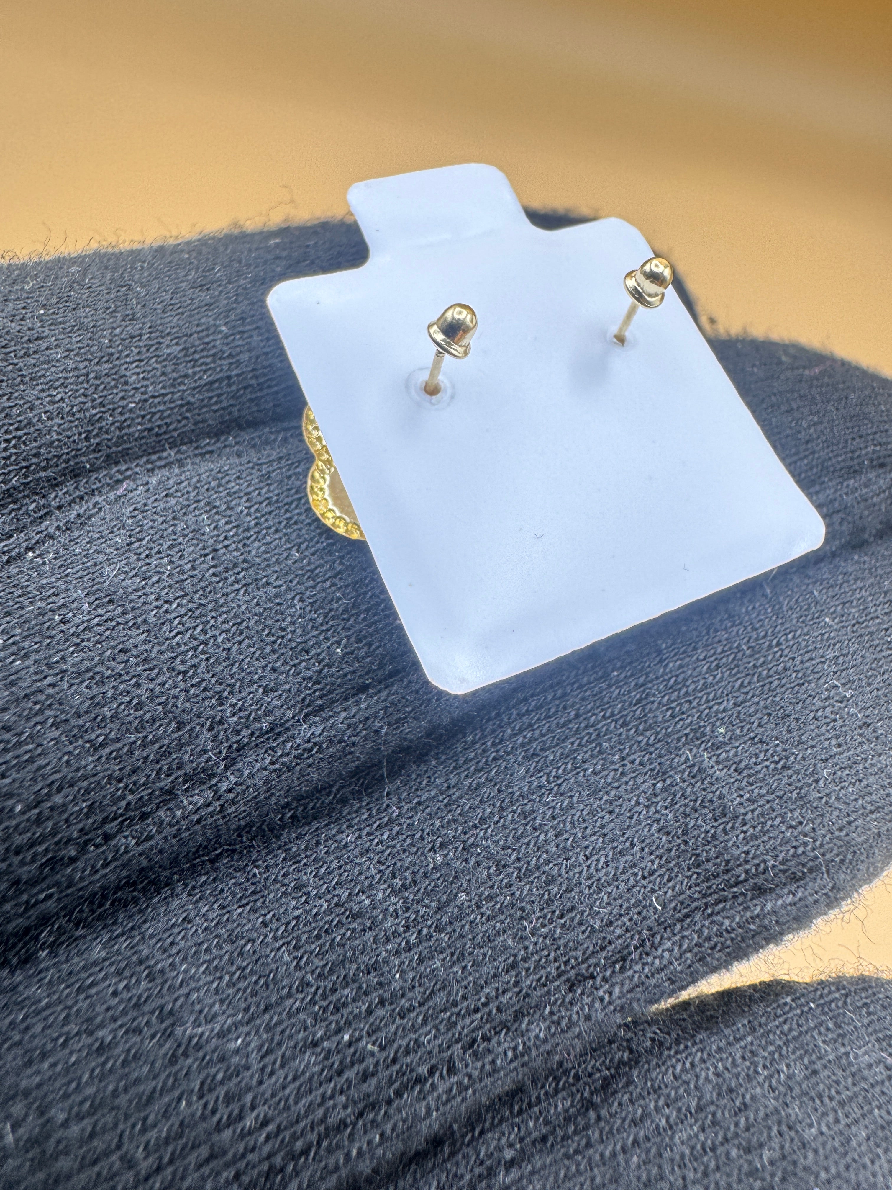 10K Gold Red Clover Elegant Floral Quatrefoil Earrings Studs