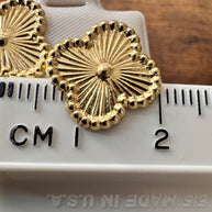 10K Gold Textured Clover Stud Earrings | Elegant Quatrefoil Sunburst Earrings