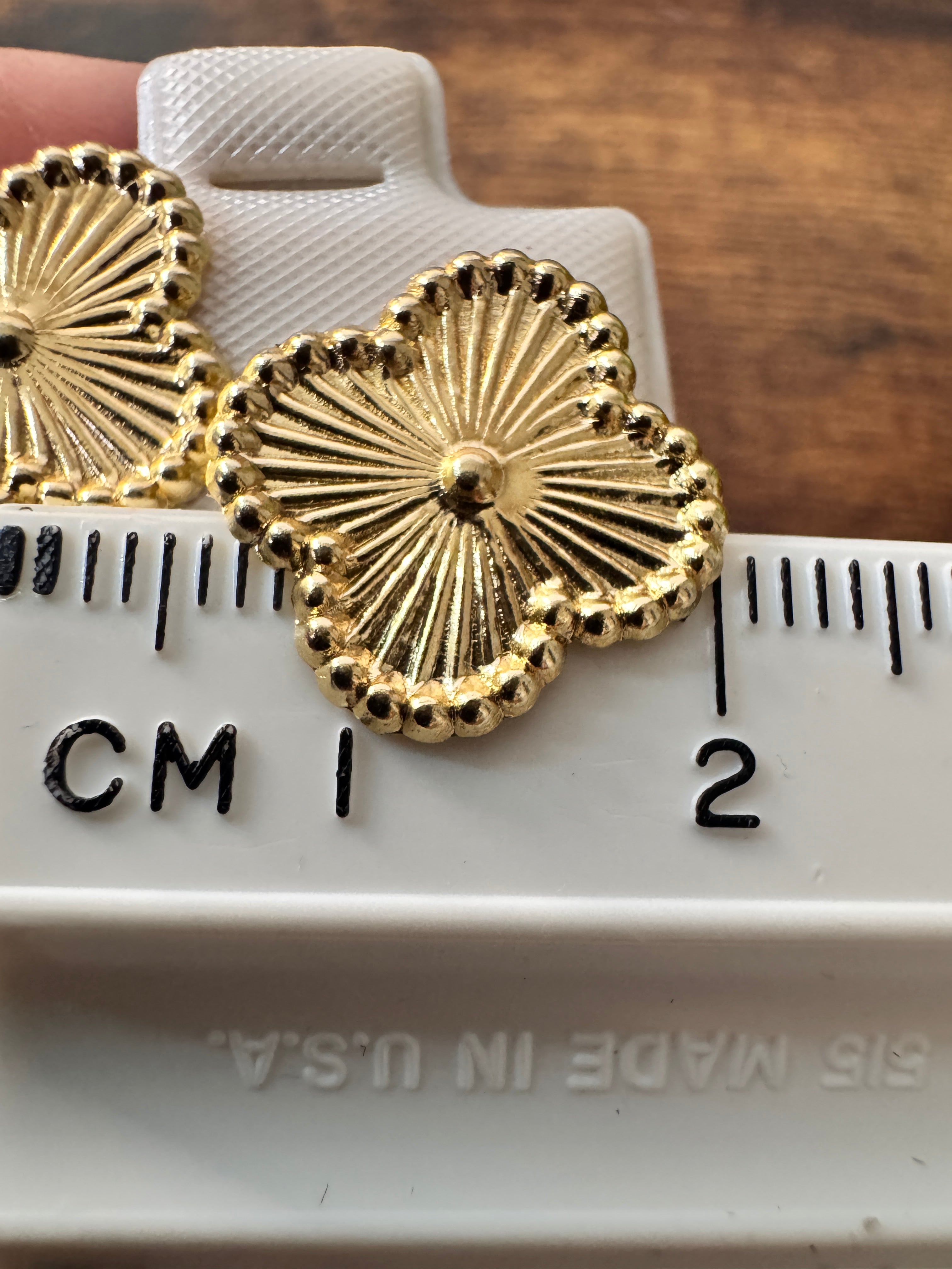 10K Gold Textured Clover Stud Earrings | Elegant Quatrefoil Sunburst Earrings