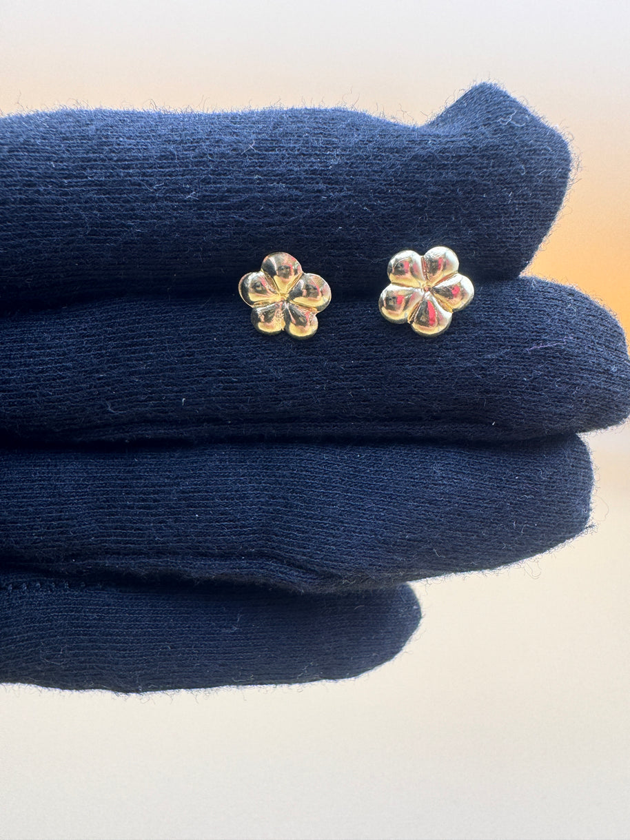 10K Gold Flower Stud Earrings | Dainty Floral| Small Gold