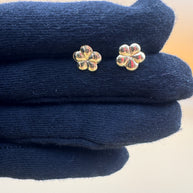 10K Gold Flower Stud Earrings | Dainty Floral| Small Gold