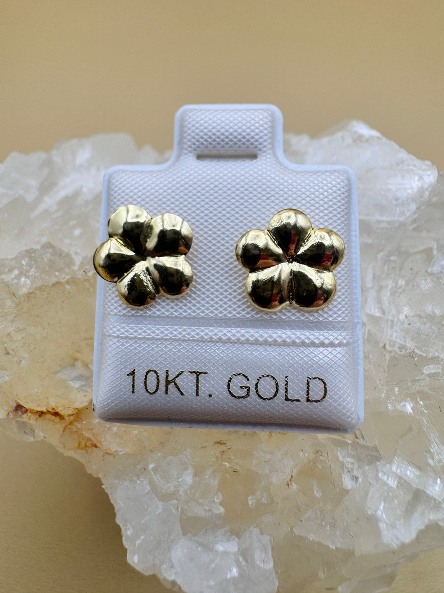 10K Gold Flower Stud Earrings | Dainty Floral| Small Gold