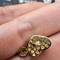 14k Gold Heart Stud Earrings Puffy Heart CZ Accent Earrings Vintage Style Love Earrings