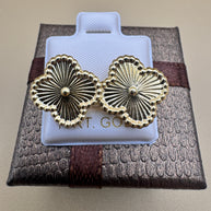 10K Gold Textured Clover Stud Earrings | Elegant Quatrefoil Sunburst Earrings