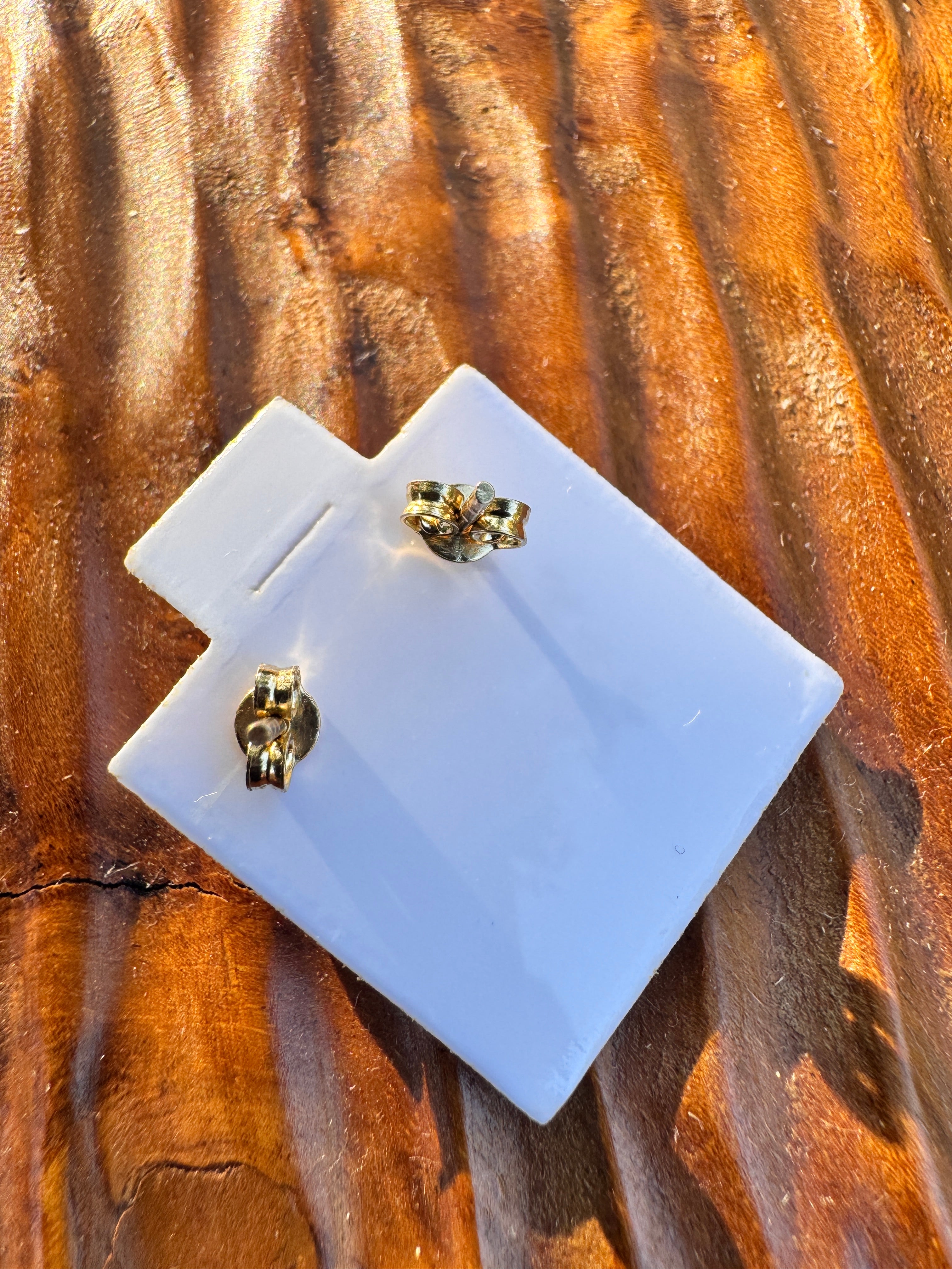 14k Gold Heart Stud Earrings Puffy Heart CZ Accent Earrings Vintage Style Love Earrings