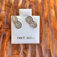 14K Gold Infinity Stud Earrings Real Gold CZ Sparkle Earrings Minimalist Gift for Her Tiny Gold Studs