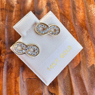 14K Gold Infinity Stud Earrings Real Gold CZ Sparkle Earrings Minimalist Gift for Her Tiny Gold Studs