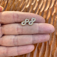 14K Gold Infinity Stud Earrings Real Gold CZ Sparkle Earrings Minimalist Gift for Her Tiny Gold Studs