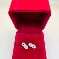 14K Gold Infinity Stud Earrings Real Gold CZ Sparkle Earrings Minimalist Gift for Her Tiny Gold Studs
