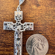 Sterling Silver Nugget Cross Pendant 925 Crucifix Large Jesus Cross