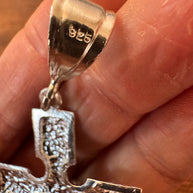 Sterling Silver Nugget Cross Pendant 925 Crucifix Large Jesus Cross