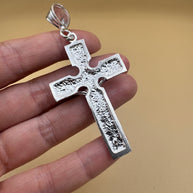 Sterling Silver Nugget Cross Pendant 925 Crucifix Large Jesus Cross