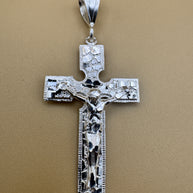 Sterling Silver Nugget Cross Pendant 925 Crucifix Large Jesus Cross