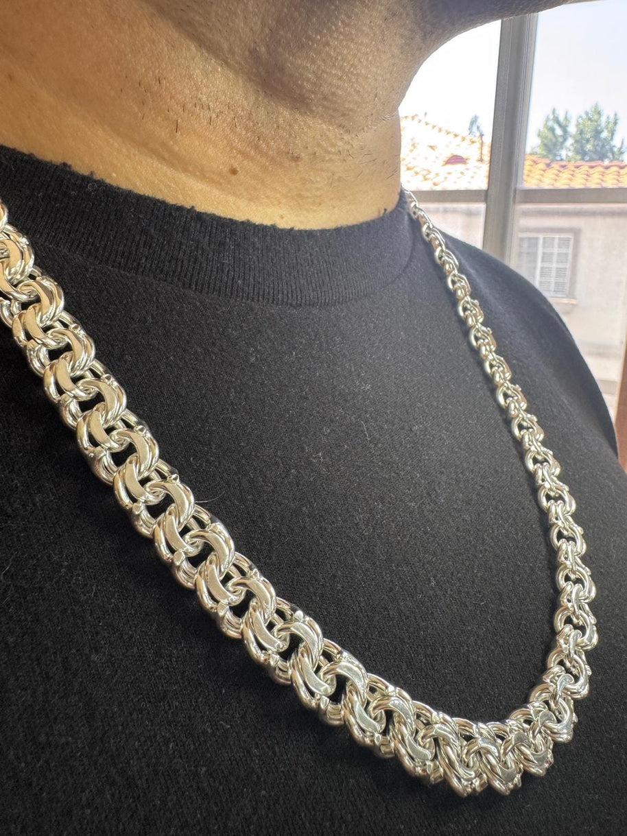 Heavy Handmade 925 Sterling Silver Byzantine Chain / Imponente Cadena Tejido Chino Plata 925