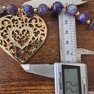 Handmade 14k gold-plated heart necklace from Mexico with natural stones