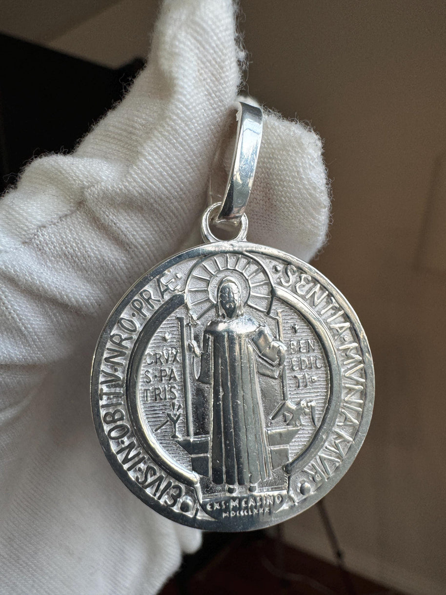 Medalla plata 925 San Benito tamaño MEDIANO