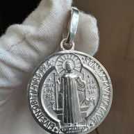 Medalla plata 925 San Benito tamaño MEDIANO