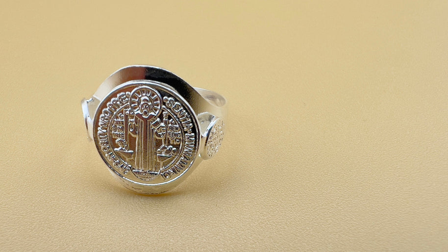Handmade Saint Benedict Ring, San Benito, Sterling Silver, 925 Silver, unisex ring, Religious Ring, Signet Ring, Gift for me, Christian Gift