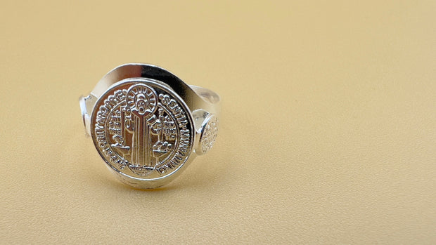 Handmade Saint Benedict Ring, San Benito, Sterling Silver, 925 Silver, unisex ring, Religious Ring, Signet Ring, Gift for me, Christian Gift