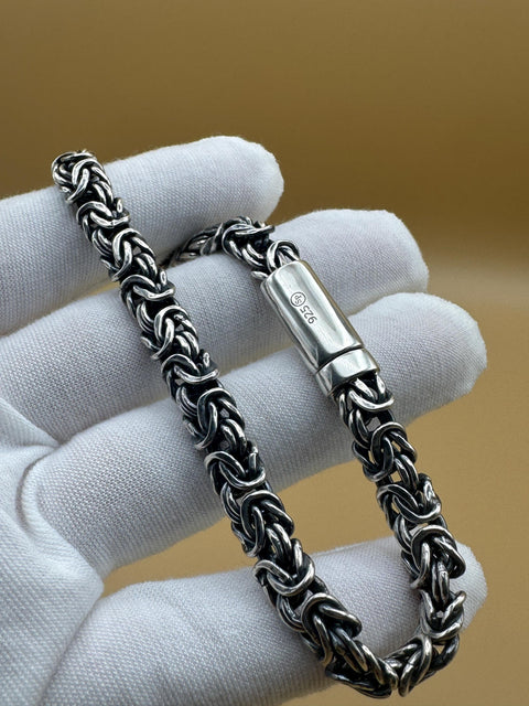 925 sterling silver Byzantine bracelet handmade | Pulsera bizantina de plata 925 Hecho a mano