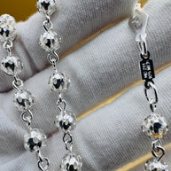Beautiful Sterling Silver 925 Handmade 17 inch Rosary Perfect Gift (Perforated beads)