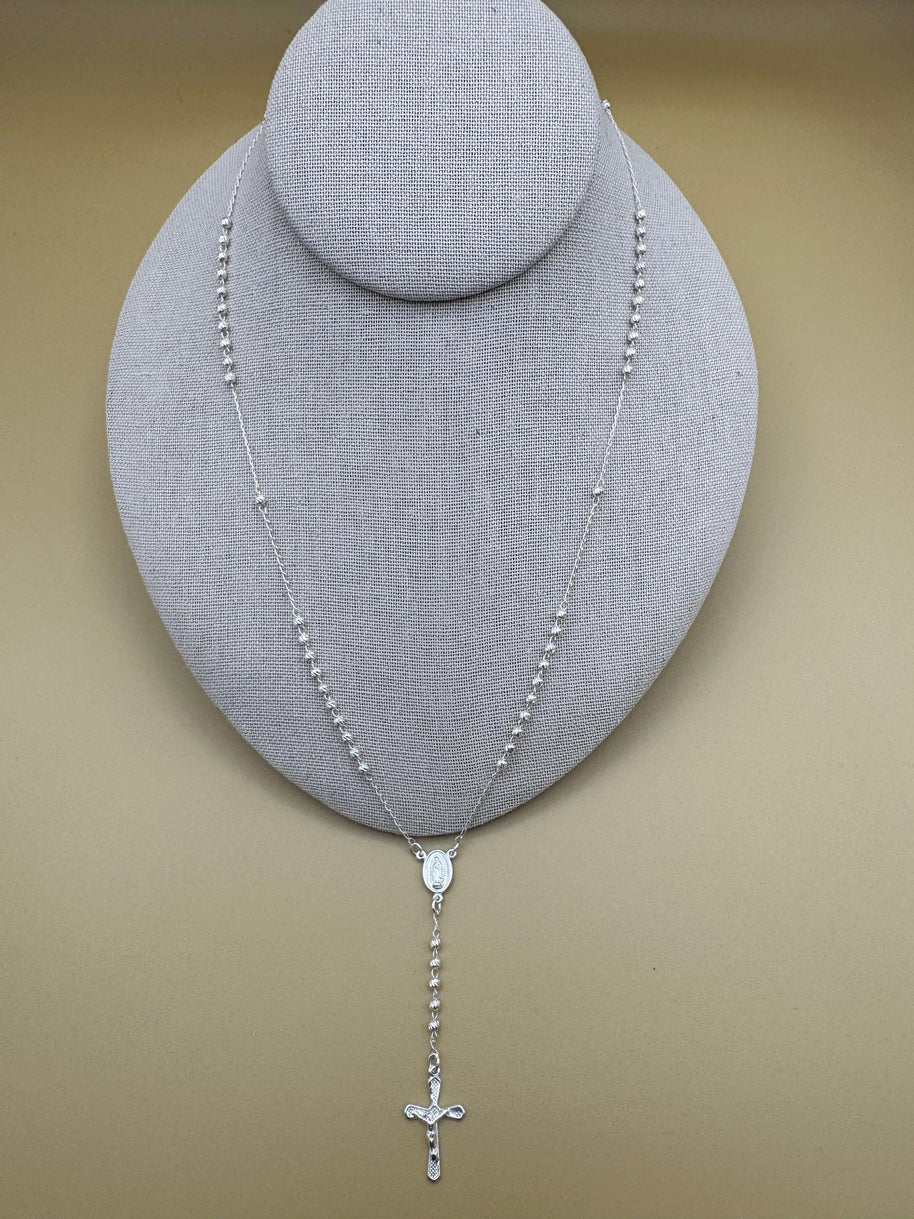Beautiful Mini Sterling Silver 925 Handmade 12.5 inch Rosary Perfect Gift (solid beads)