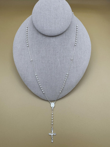 Beautiful Mini Sterling Silver 925 Handmade 12.5 inch Rosary Perfect Gift (solid beads)