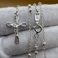 Beautiful Mini Sterling Silver 925 Handmade 12.5 inch Rosary Perfect Gift (solid beads)