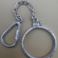 925 sterling silver keychain with a coin bezel /  925 Plata llavero con Bizel