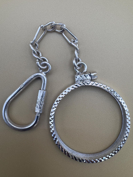 925 sterling silver keychain with a coin bezel /  925 Plata llavero con Bizel