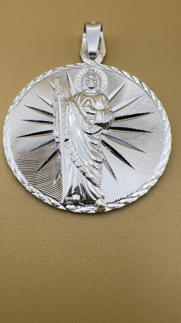 Saint Judas Patron Saint Pendant Saint Jude silver medallion necklace catholic jewelry christian jewelry 925 silver saint jude icon.