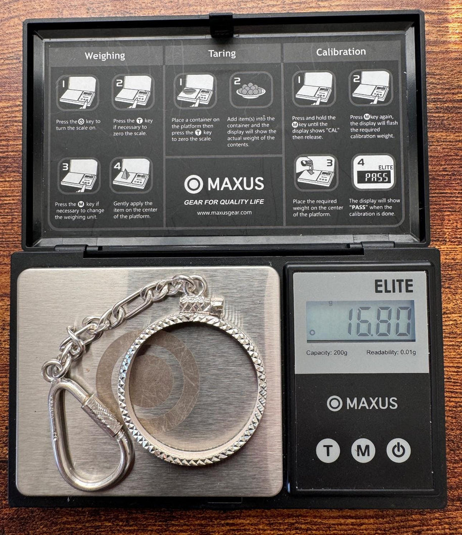 925 sterling silver keychain with a coin bezel /  925 Plata llavero con Bizel