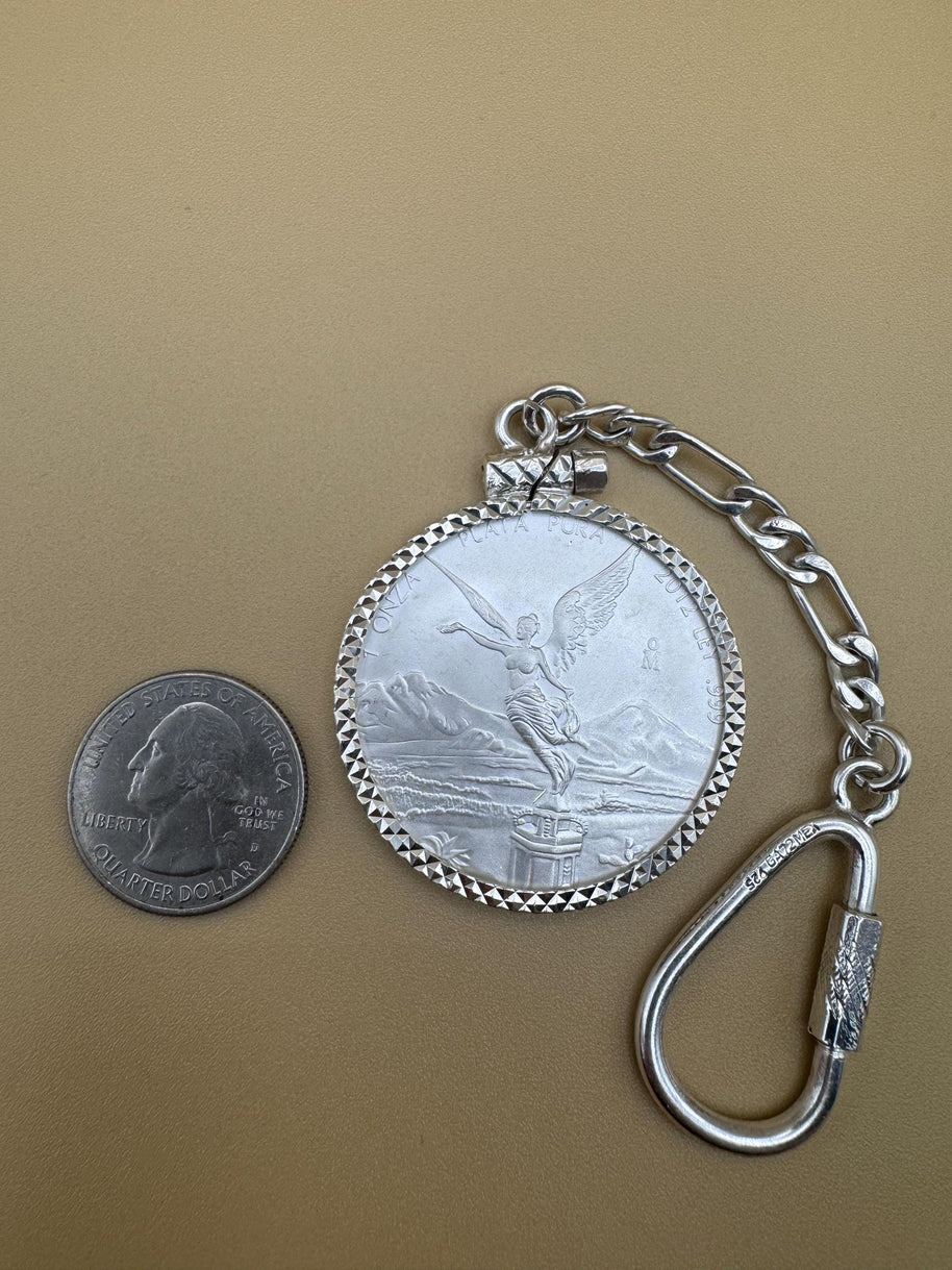 Centenario Pendant Men's KEYCHAIN Mexican Coin 925 Sterling Silver 925 1oz. Estados Unidos Mexicanos Libertad plata pura coin silver & bezel