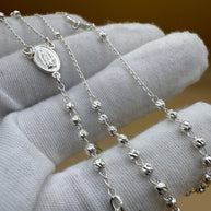 Beautiful Mini Sterling Silver 925 Handmade 12.5 inch Rosary Perfect Gift (solid beads)